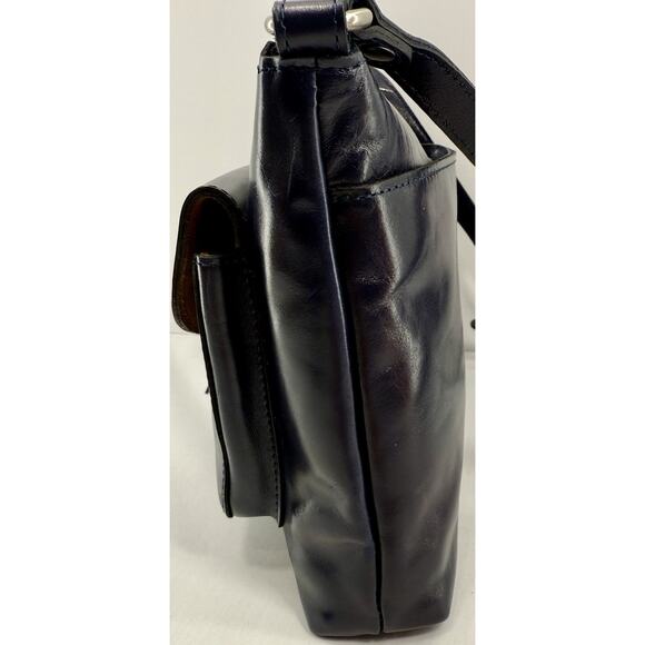 PATRICIA NASH Kirby leather front pocket vintage large crossbody NAVY EUC - Picture 4 of 14